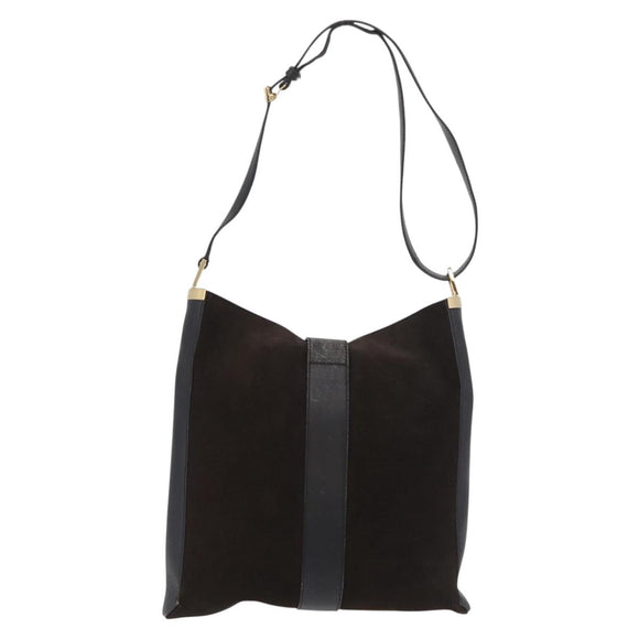 GUCCI Shoulder Bag Suede Brown Gold 001 4051 Auth 180216