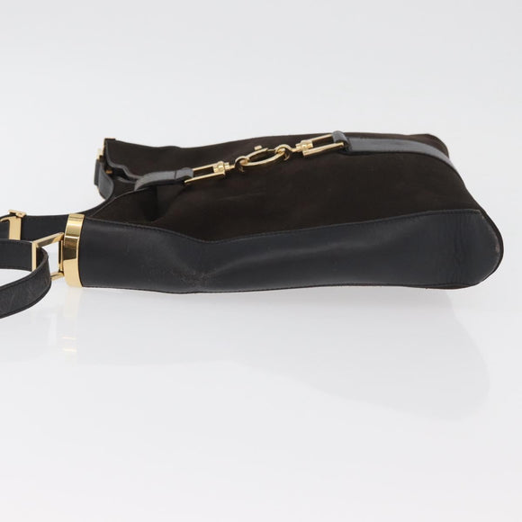 GUCCI Shoulder Bag Suede Brown Gold 001 4051 Auth 180216