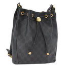 GUCCI GG Supreme Drawstring Web Sherry Line Bag PVC Black 41 02 034 Auth 180217-1