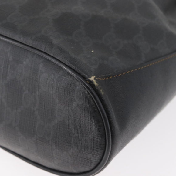GUCCI GG Supreme Drawstring Web Sherry Line Bag PVC Black 41 02 034 Auth 180217