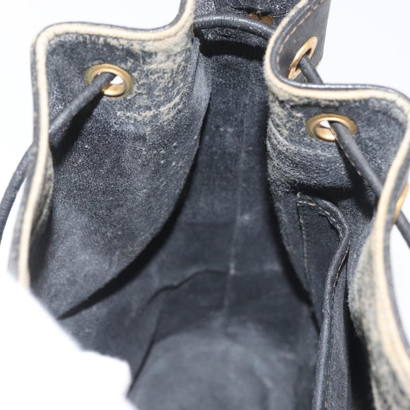 GUCCI GG Supreme Drawstring Web Sherry Line Bag PVC Black 41 02 034 Auth 180217
