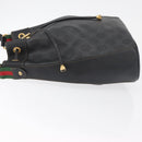 GUCCI GG Supreme Drawstring Web Sherry Line Bag PVC Black 41 02 034 Auth 180217-4