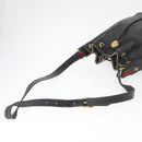 GUCCI GG Supreme Drawstring Web Sherry Line Bag PVC Black 41 02 034 Auth 180217-7