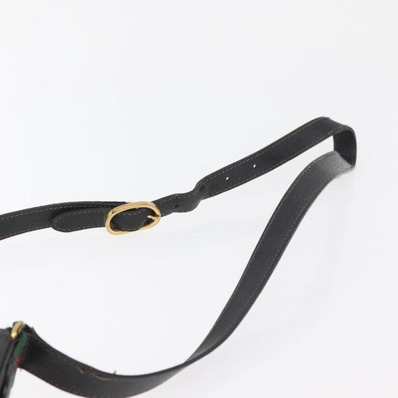 GUCCI GG Supreme Drawstring Web Sherry Line Bag PVC Black 41 02 034 Auth 180217