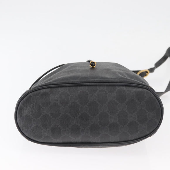 GUCCI GG Supreme Drawstring Web Sherry Line Bag PVC Black 41 02 034 Auth 180217