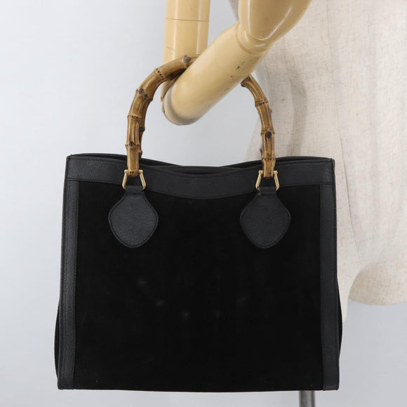 GUCCI Bamboo Tote Tas Suède Zwart Goud 002 2865 0260 Auth 180218