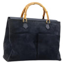 GUCCI Bamboo Tote Bag Suede Navy Gold 002 123 0322 Auth 180219-1