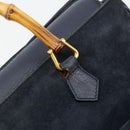 GUCCI Bamboo Tote Bag Suede Navy Gold 002 123 0322 Auth 180219-14