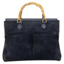 GUCCI Bamboo Tote Bag Suede Navy Gold 002 123 0322 Auth 180219-2