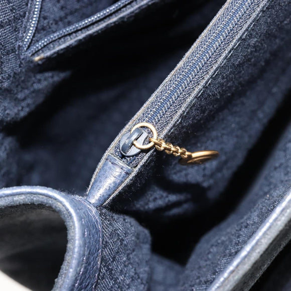 GUCCI Bamboo Tote Bag Suede Navy Gold 002 123 0322 Auth 180219