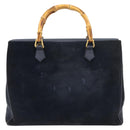 GUCCI Bamboo Tote Bag Suede Navy Gold 002 123 0322 Auth 180219-3