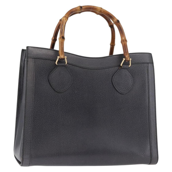 GUCCI Bamboo Tote Bag Leder Schwarz Gold 002 0260 Auth 180220