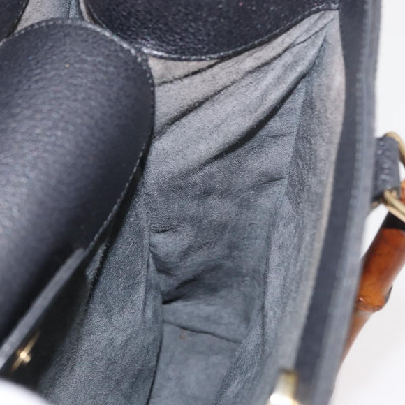 GUCCI Bamboo Tote Bag Leder Schwarz Gold 002 0260 Auth 180220