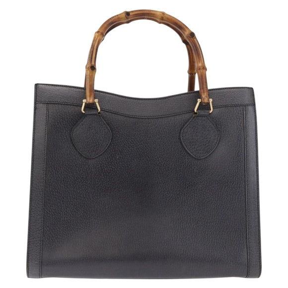 GUCCI Bamboo Tote Bag Leder Schwarz Gold 002 0260 Auth 180220
