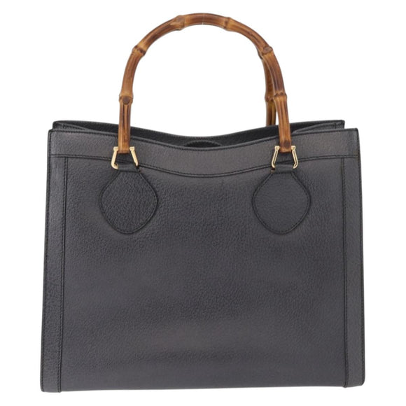 GUCCI Bamboo Tote Bag Leder Schwarz Gold 002 0260 Auth 180220