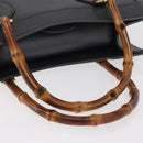 GUCCI Bamboo Tote Bag Leder Schwarz Gold 002 0260 Auth 180220-7