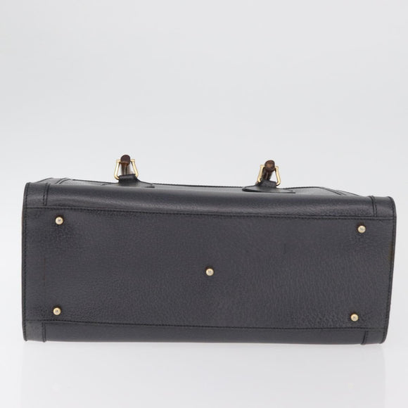 GUCCI Bamboo Tote Bag Leder Schwarz Gold 002 0260 Auth 180220