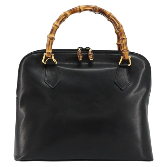 GUCCI Bambus Handtasche Leder Schwarz Gold 000 2214 0289 Authentisch 180221