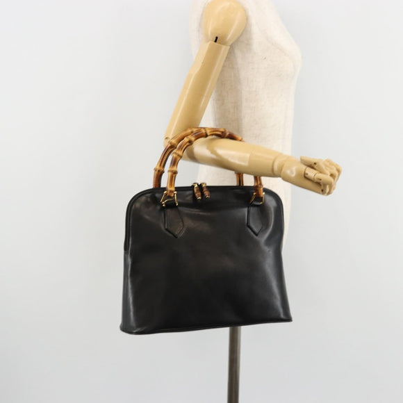 GUCCI Bambus Handtasche Leder Schwarz Gold 000 2214 0289 Authentisch 180221