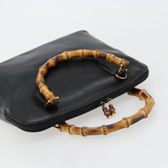 GUCCI Bambus Handtasche Leder Schwarz Gold 000 2214 0289 Authentisch 180221