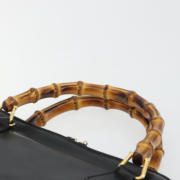 GUCCI Bambus Handtasche Leder Schwarz Gold 000 2214 0289 Authentisch 180221