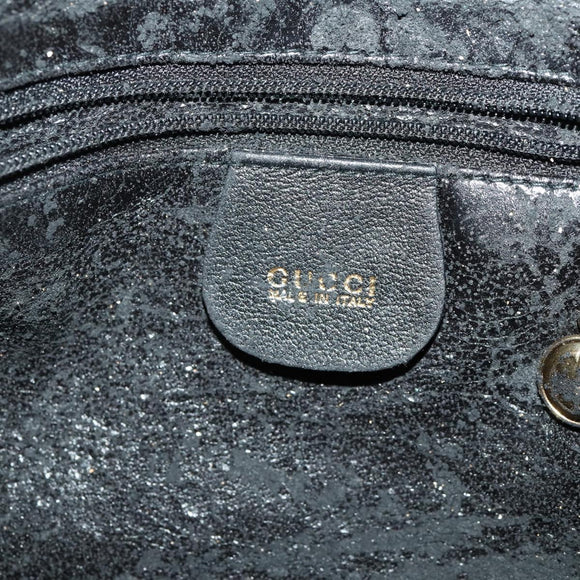 GUCCI Bamboo Schoudertas Leer 2-weg Zwart Goud 001 2852 1577 0 Auth 180222