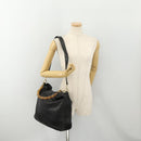 GUCCI Bamboo Schoudertas Leer 2-weg Zwart Goud 001 2852 1577 0 Auth 180222-23