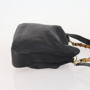 GUCCI Bamboo Schoudertas Leer 2-weg Zwart Goud 001 2852 1577 0 Auth 180222-4