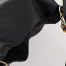 GUCCI Bamboo Schoudertas Leer 2-weg Zwart Goud 001 2852 1577 0 Auth 180222-6