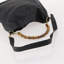GUCCI Bamboo Schoudertas Leer 2-weg Zwart Goud 001 2852 1577 0 Auth 180222-7