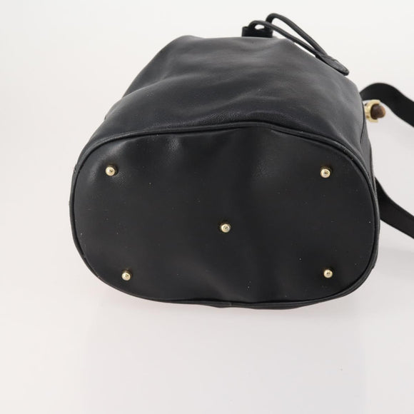 GUCCI Bamboo Purse Shoulder Bag Leather 2way Black Gold Auth 180223