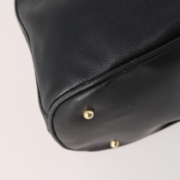 GUCCI Bamboo Purse Shoulder Bag Leather 2way Black Gold Auth 180223