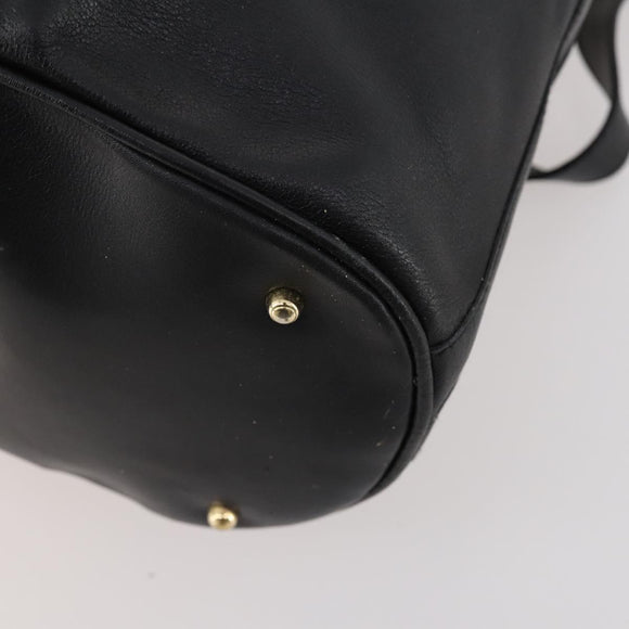 GUCCI Bamboo Purse Shoulder Bag Leather 2way Black Gold Auth 180223