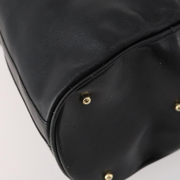 GUCCI Bamboo Purse Shoulder Bag Leather 2way Black Gold Auth 180223