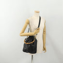 GUCCI Bamboo Purse Shoulder Bag Leather 2way Black Gold Auth 180223-24