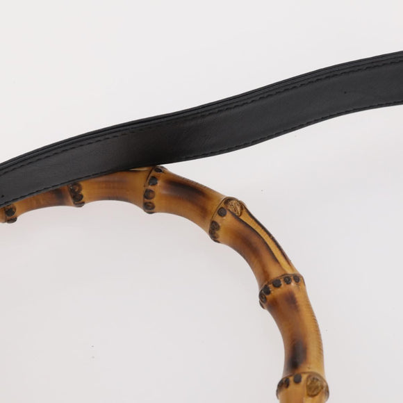 GUCCI Bamboo Shoulder Bag Suede 2way Black Gold 001 2404 1638 0 Auth 180224