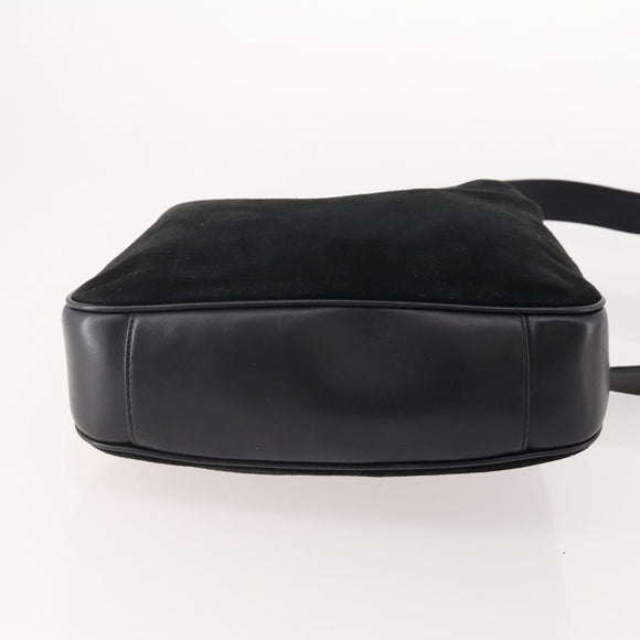 GUCCI Bamboo Shoulder Bag Suede 2way Black Gold 001 2404 1638 0 Auth 180224