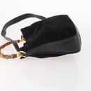 GUCCI Bamboo Shoulder Bag Suede 2way Black Gold 001 2404 1638 0 Auth 180224-5