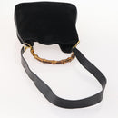GUCCI Bamboo Shoulder Bag Suede 2way Black Gold 001 2404 1638 0 Auth 180224-7