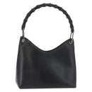 GUCCI Bamboo Shoulder Bag Leather Black Silver Auth 180226-1