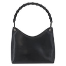GUCCI Bamboo Shoulder Bag Leather Black Silver Auth 180226-2