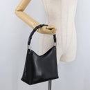 GUCCI Bamboo Shoulder Bag Leather Black Silver Auth 180226-22