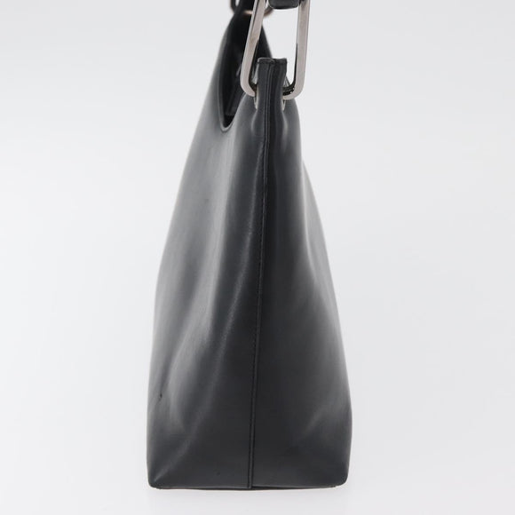 GUCCI Bamboo Shoulder Bag Leather Black Silver Auth 180226