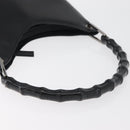 GUCCI Bamboo Shoulder Bag Leather Black Silver Auth 180226-7