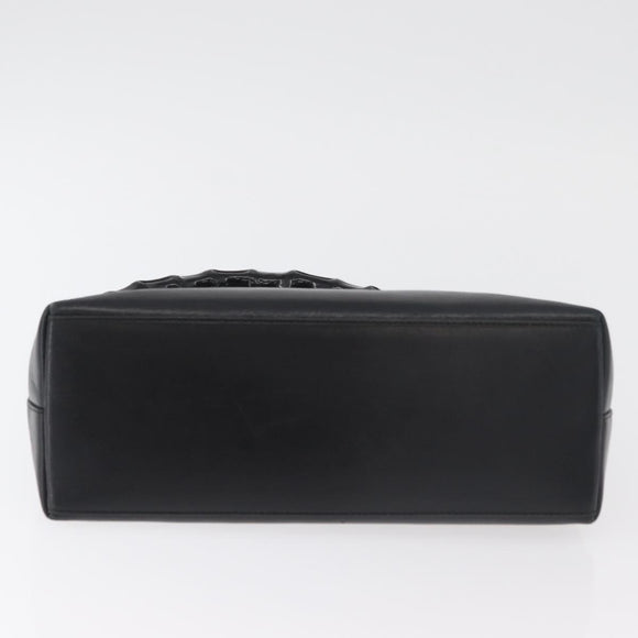 GUCCI Bamboo Shoulder Bag Leather Black Silver Auth 180226