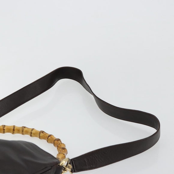 GUCCI Bamboo Shoulder Bag Leather 2way Brown Gold 001 1638 Auth 180228