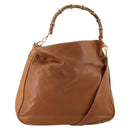 GUCCI Bamboo Shoulder Bag Leather 2way Brown Gold 001 1577 2615 Auth 180229-1