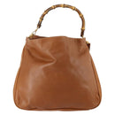 GUCCI Bamboo Shoulder Bag Leather 2way Brown Gold 001 1577 2615 Auth 180229-2