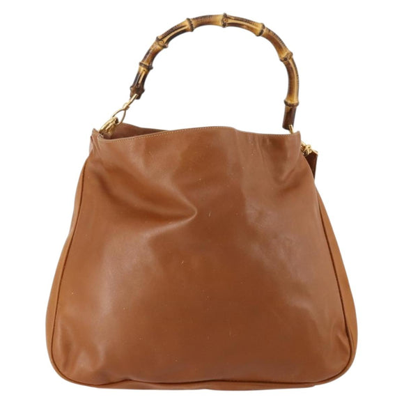 GUCCI Bamboo Shoulder Bag Leather 2way Brown Gold 001 1577 2615 Auth 180229
