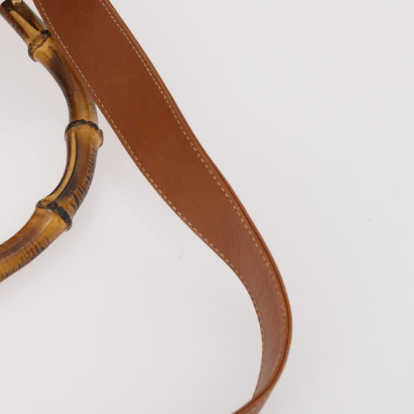 GUCCI Bamboo Shoulder Bag Leather 2way Brown Gold 001 1577 2615 Auth 180229